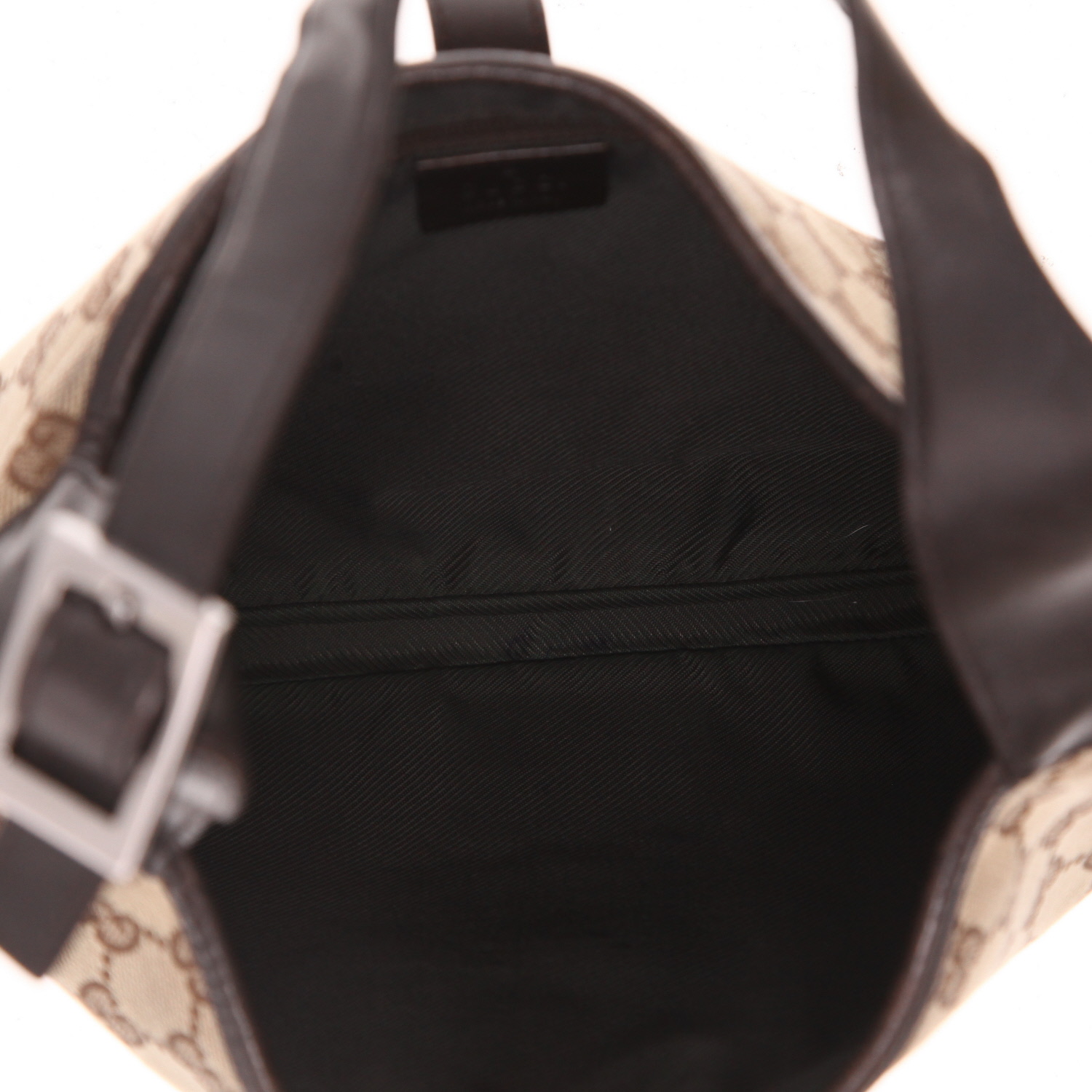 Borsa Gucci  Jackie in tela "sûpreme GG" beige e pelle marrone - Detail D3