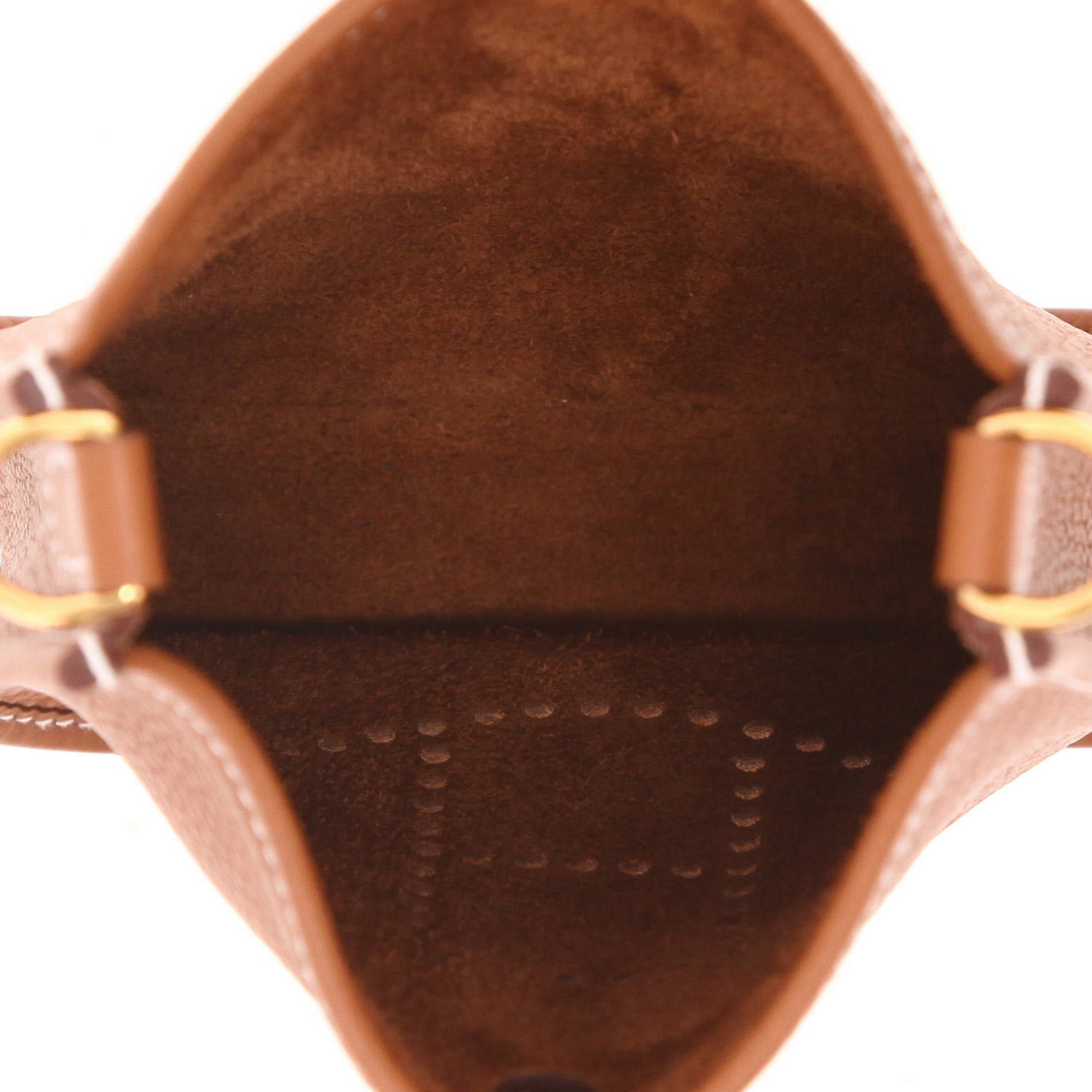 Hermès  Mini Evelyne shoulder bag  in gold leather taurillon clémence - Detail D3