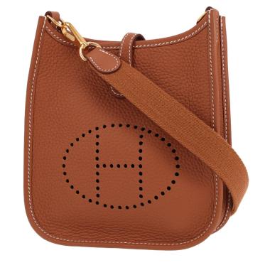 Bolso bandolera Hermès  Mini Evelyne en cuero taurillon clémence color oro