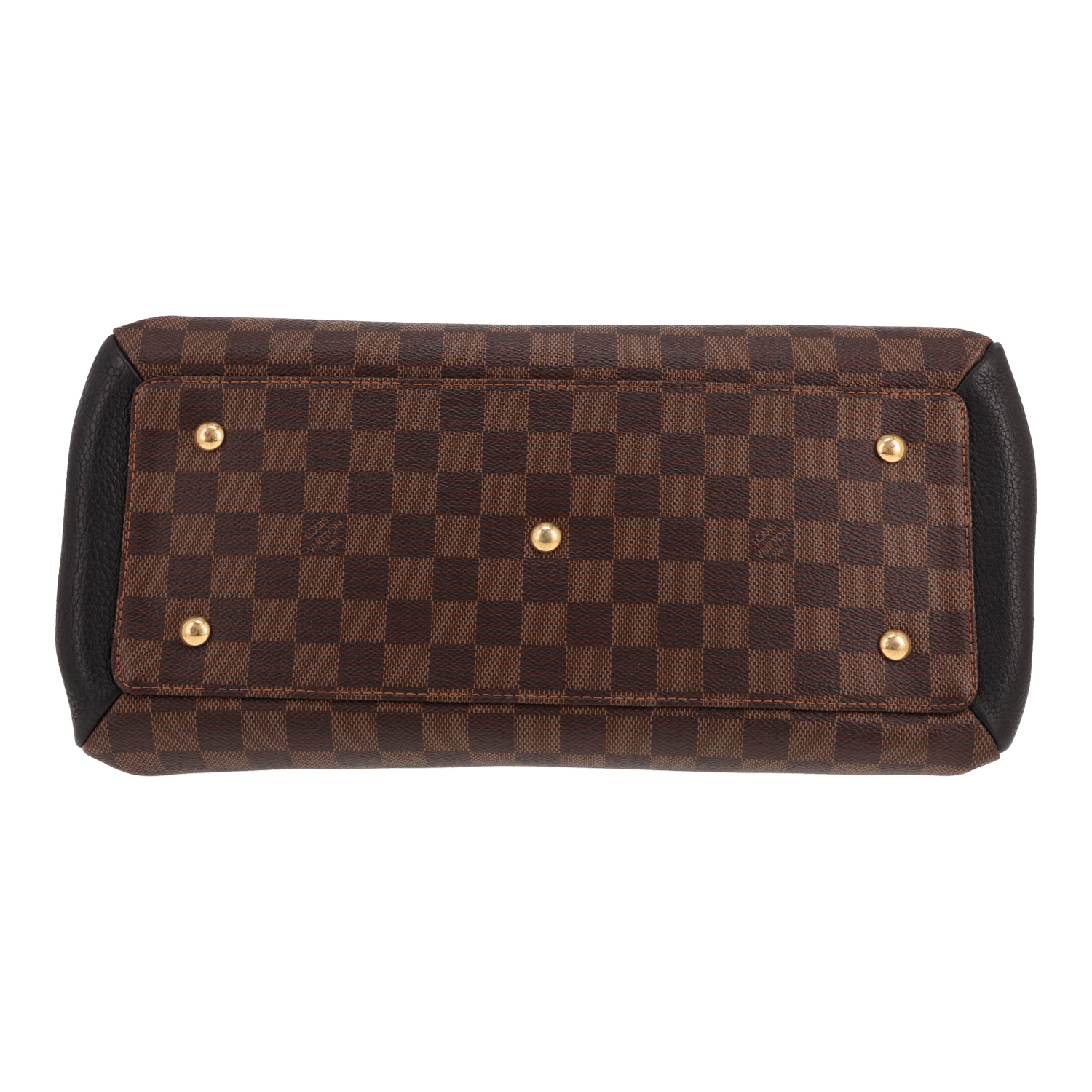 Sac à main Louis Vuitton  Normandy en cuir noir et marron et toile damier ébène - Detail D1