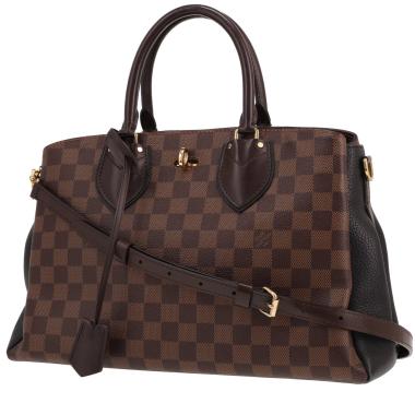 Borsa Louis Vuitton  Normandy in pelle nera e marrone e tela a scacchi ebana