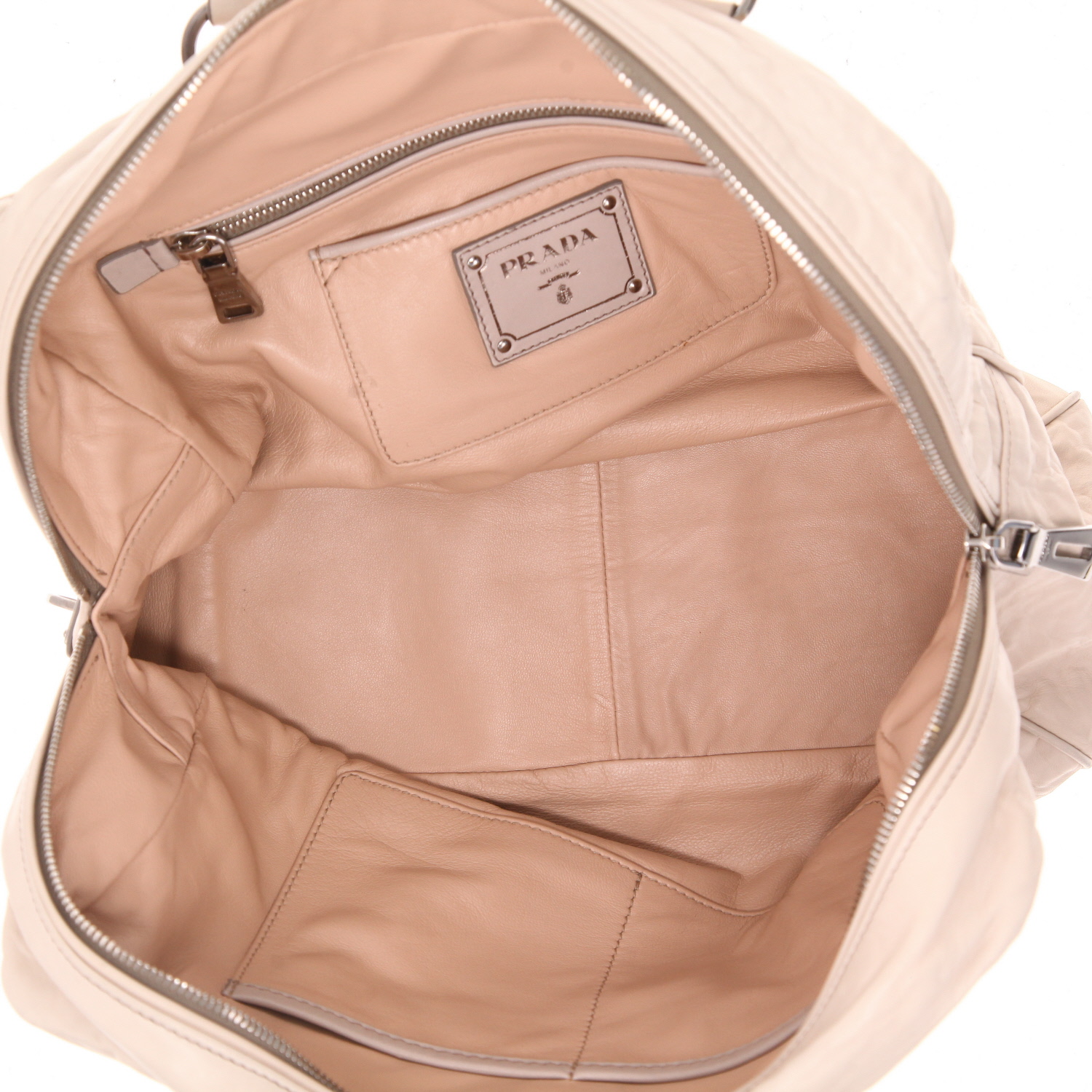 Sac à main Prada   en cuir beige - Detail D3