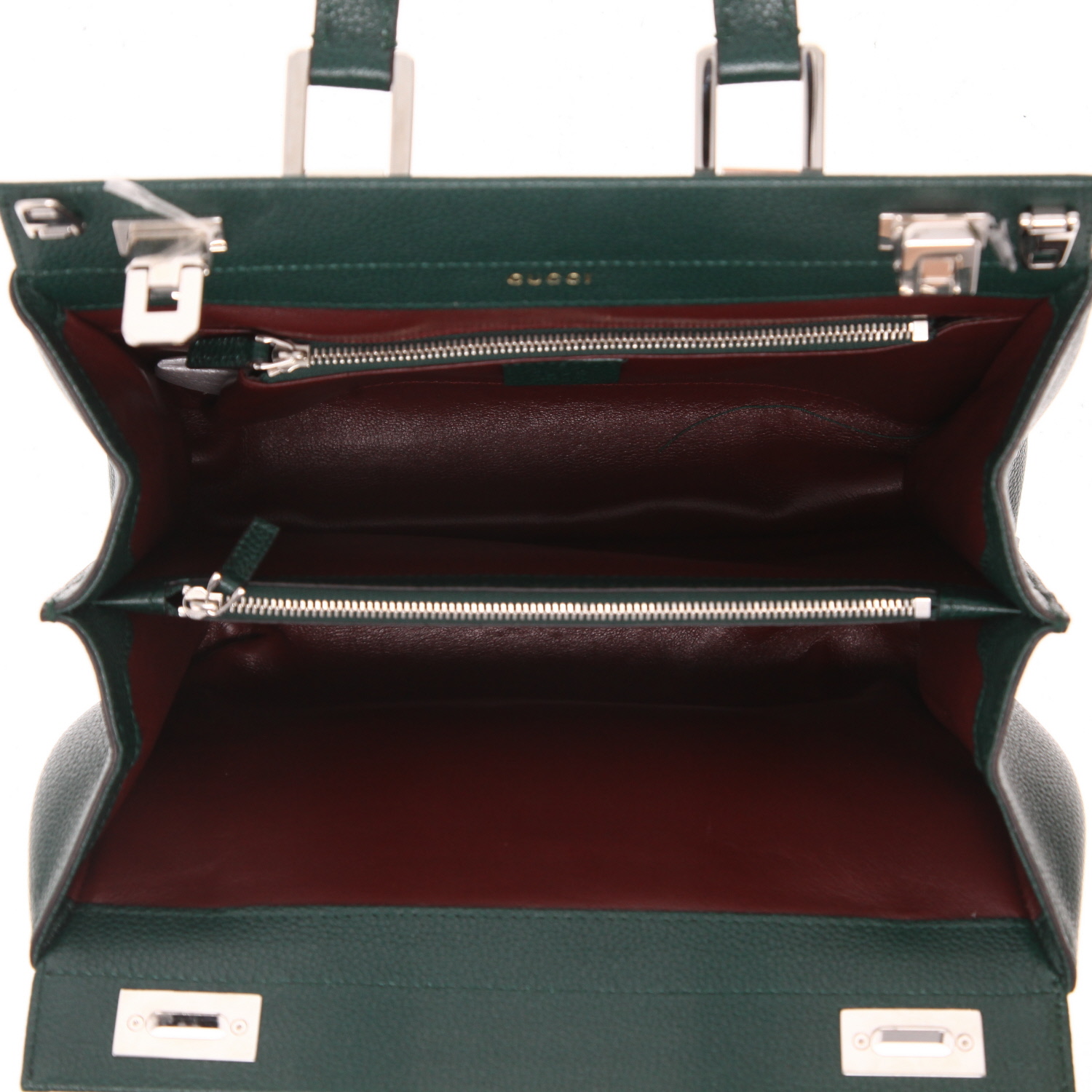 Gucci  Zumi handbag  in green grained leather - Detail D3