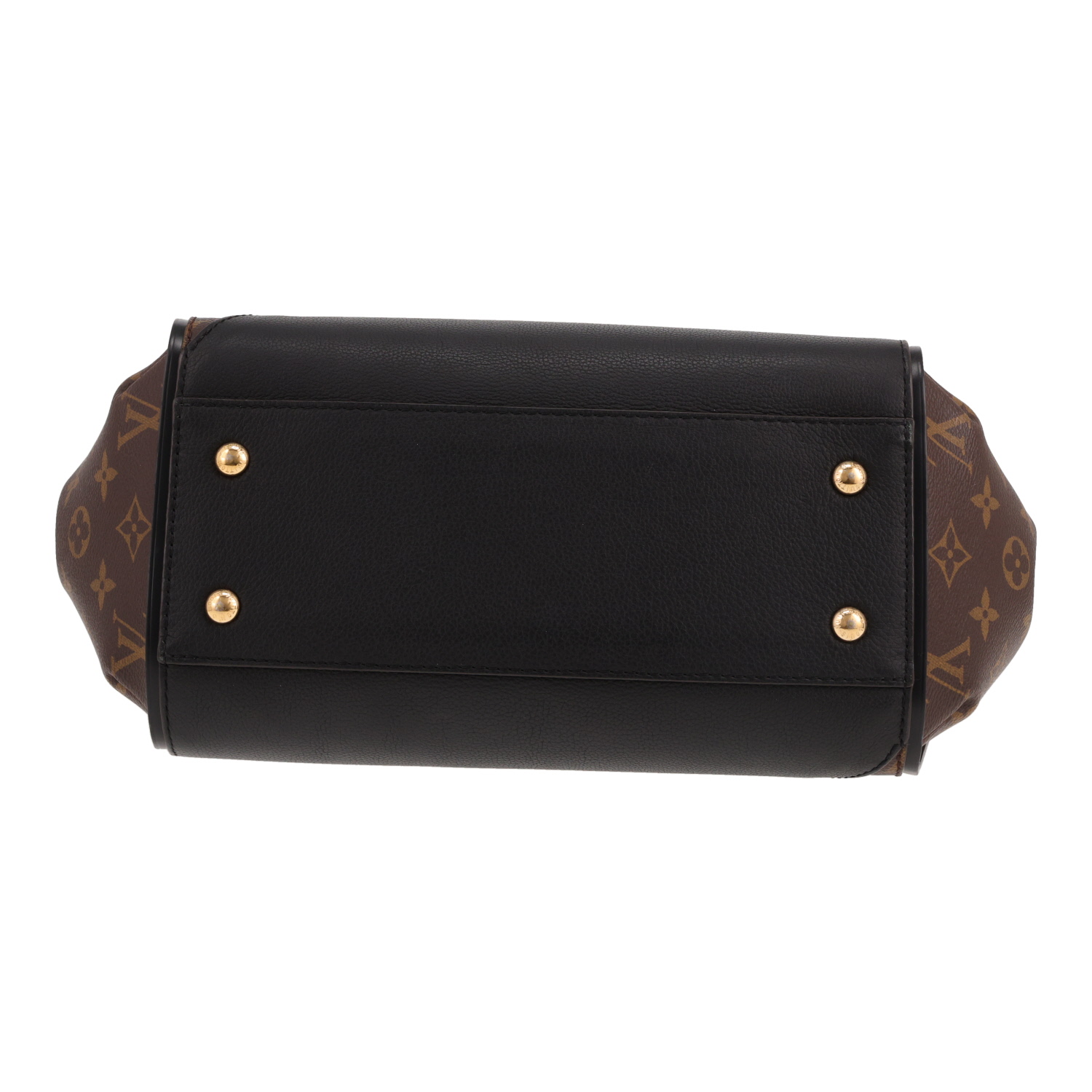 Sac cabas Louis Vuitton  Kimono en toile monogram marron et cuir noir - Detail D1