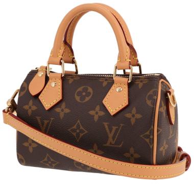 Borsa a tracolla Louis Vuitton  Nano Speedy in tela monogram marrone e pelle naturale
