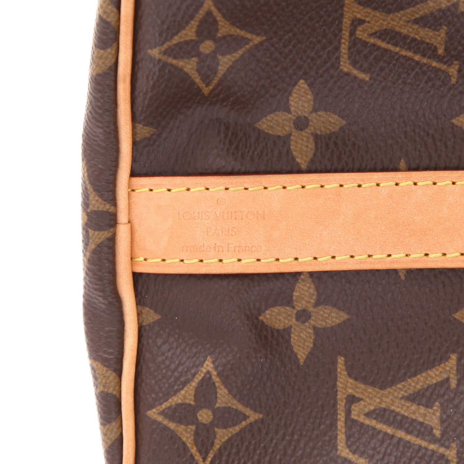 Borsa a tracolla Louis Vuitton  Speedy 25 in tela monogram marrone e pelle naturale - Detail D2