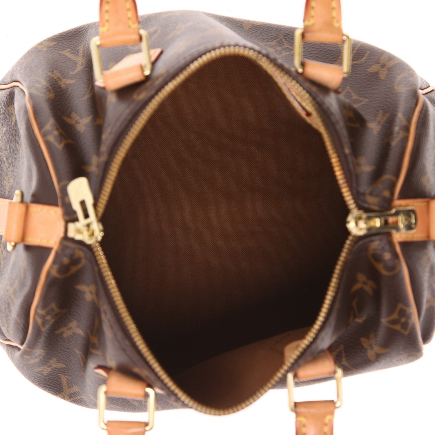 Louis Vuitton  Speedy 25 shoulder bag  in brown monogram canvas  and natural leather - Detail D3
