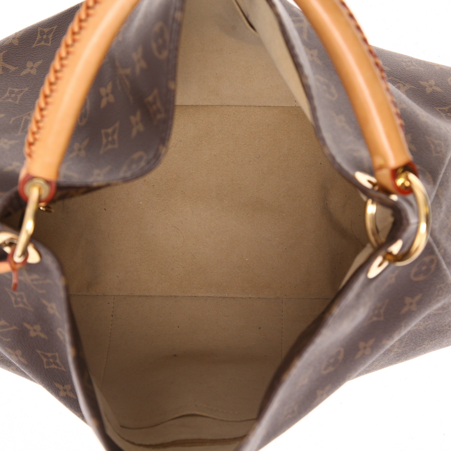Bolso Louis Vuitton Artsy de lona Monogram marrón y piel natural - Detail D3