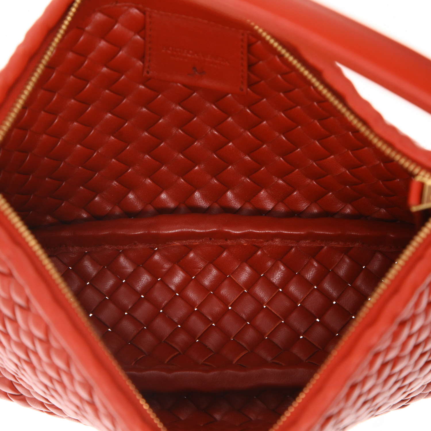 Sac à main Bottega Veneta   en cuir intrecciato rouge - Detail D3