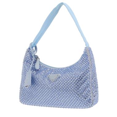 Bolso de mano Prada  Re-Edition 2000 en lona azul con cristales