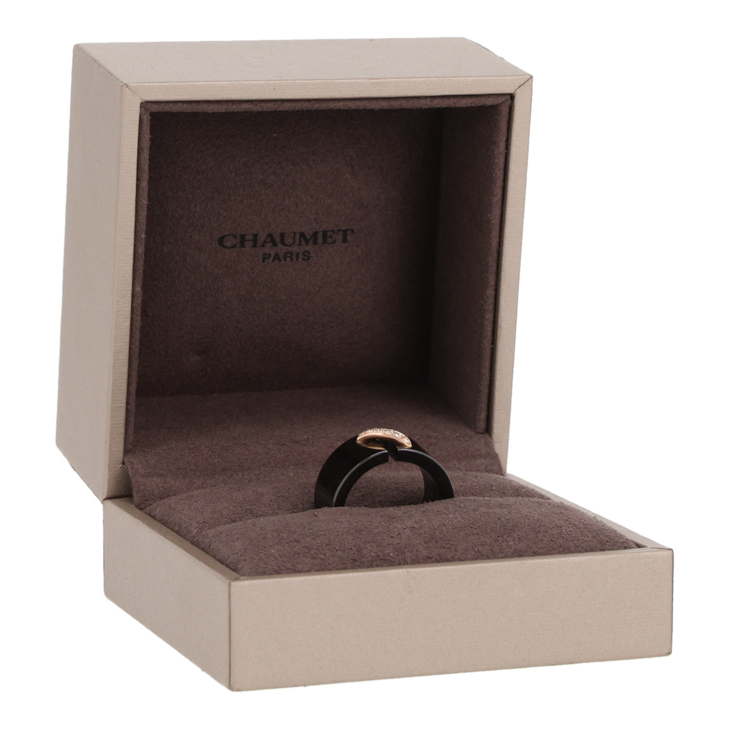 Bague Chaumet Lien en or jaune, diamants et céramique noire - Detail D2