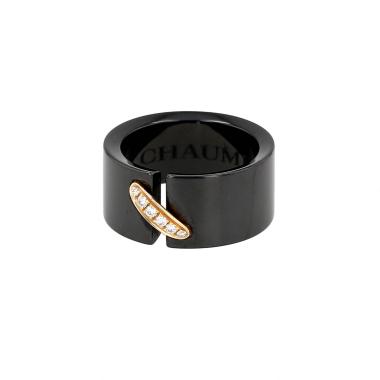 Chaumet Lien ring in yellow gold, diamonds and ceramic