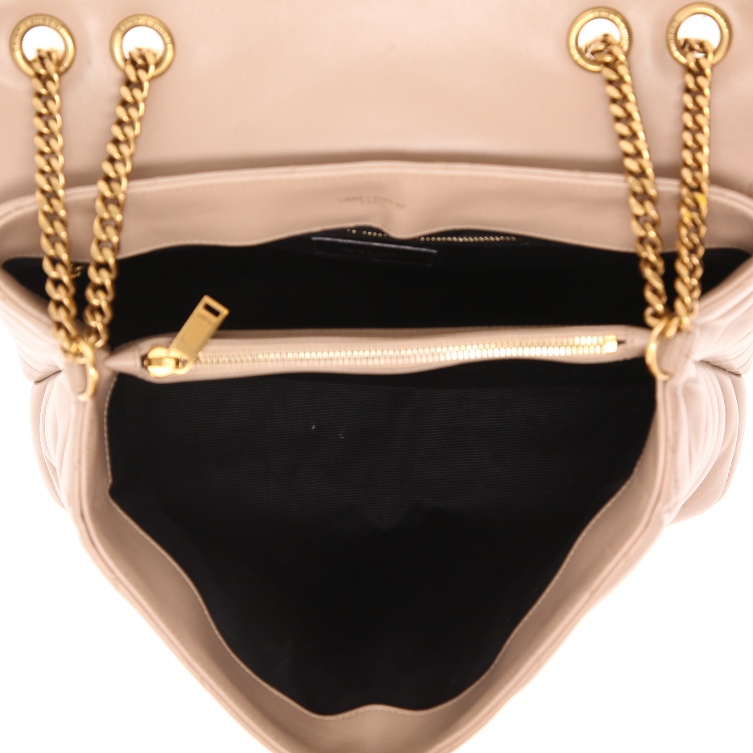 Bolso bandolera Saint Laurent  Loulou en cuero acolchado con motivos de espigas beige - Detail D3