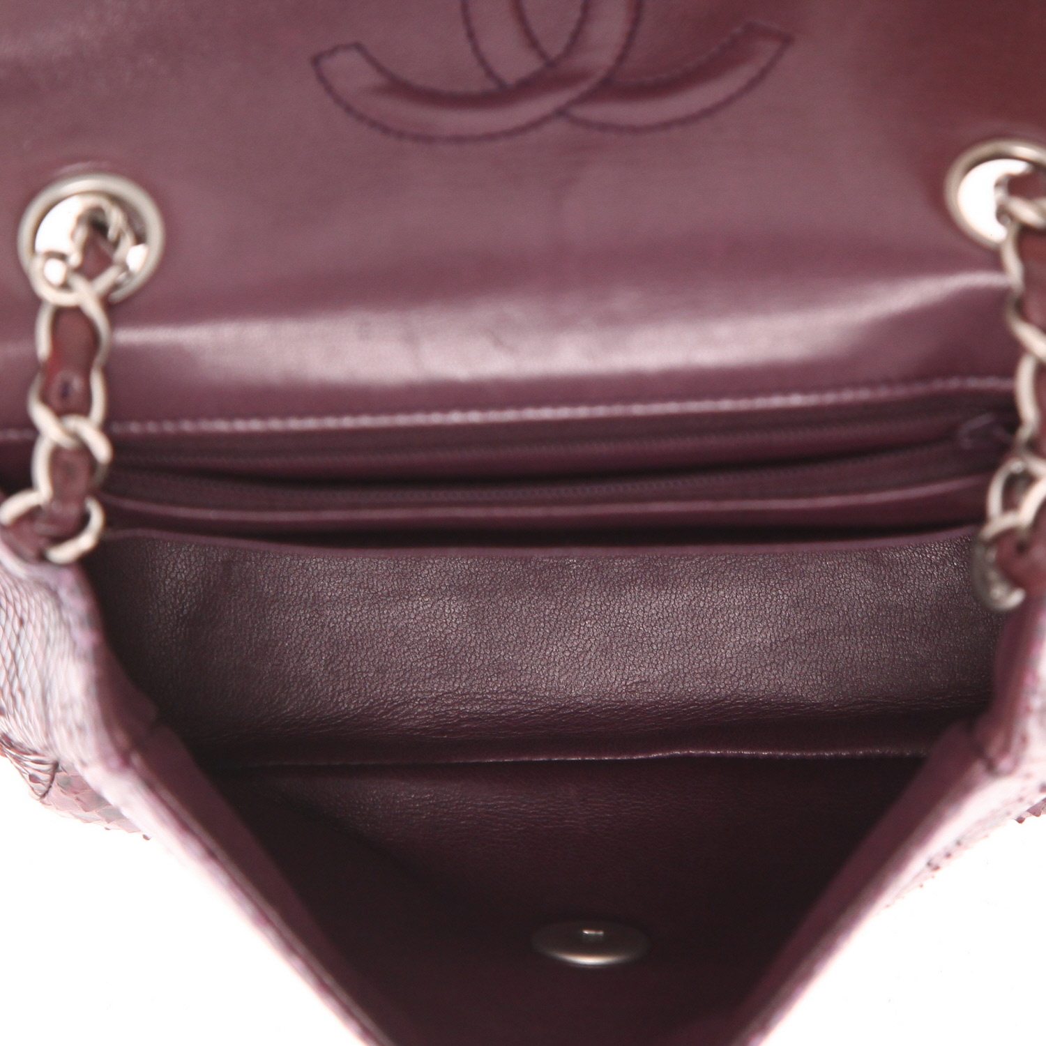 Borsa a tracolla Chanel  Timeless Mini Carré in pitone viola - Detail D3
