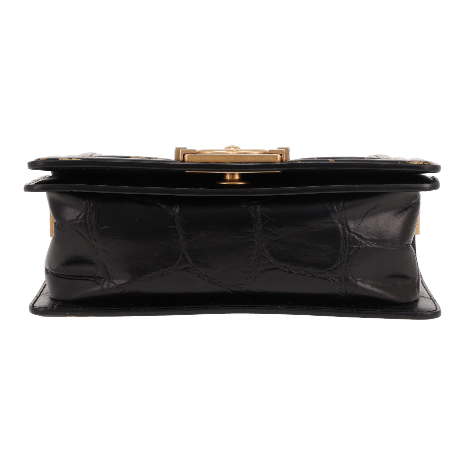 Chanel  Boy Graffiti small model  shoulder bag  in black and gold leather - Detail D1