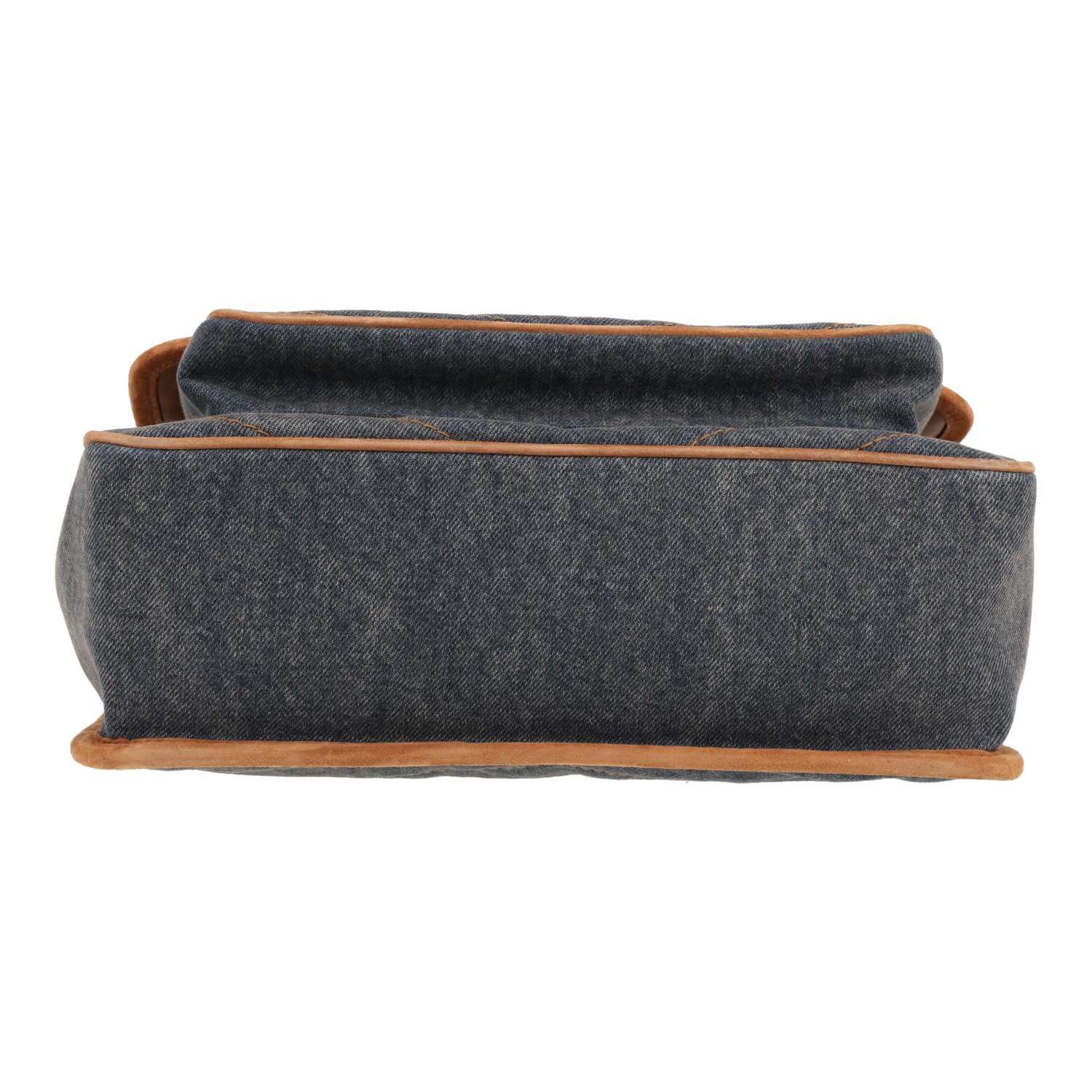 Saint Laurent  Niki shoulder bag  in blue denim canvas  and brown Veau velours - Detail D1