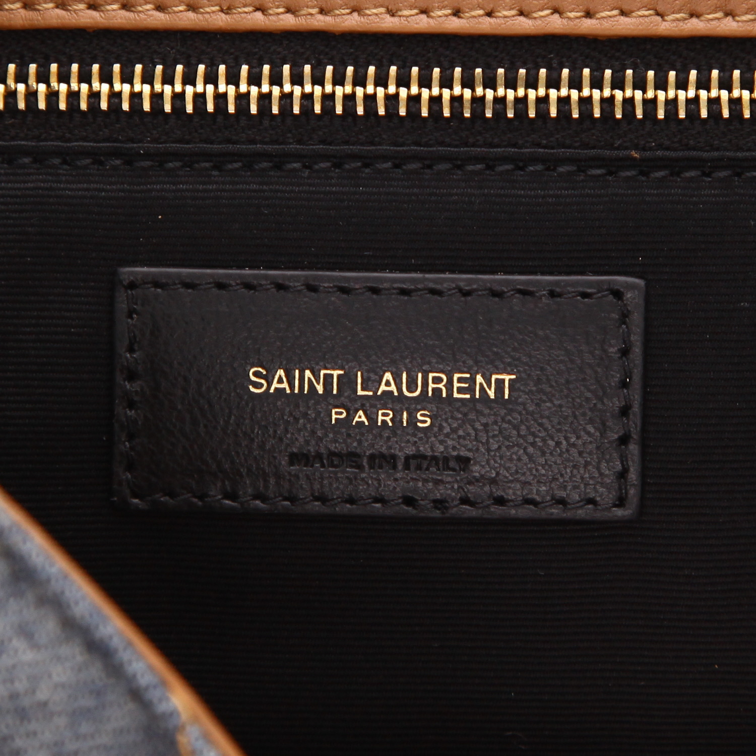 Saint Laurent  Niki shoulder bag  in blue denim canvas  and brown Veau velours - Detail D2