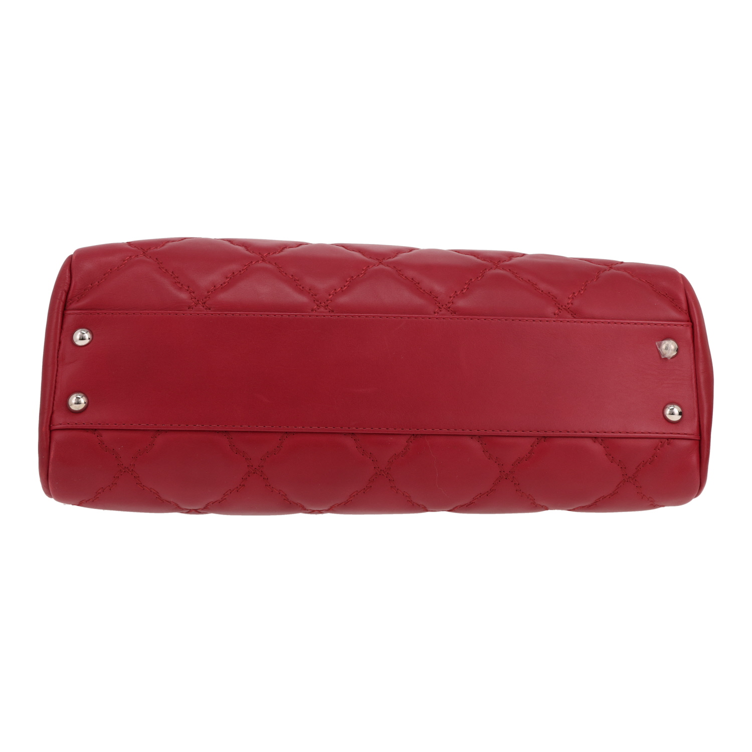 Chanel   shopping bag  in red quilted leather - Detail D1