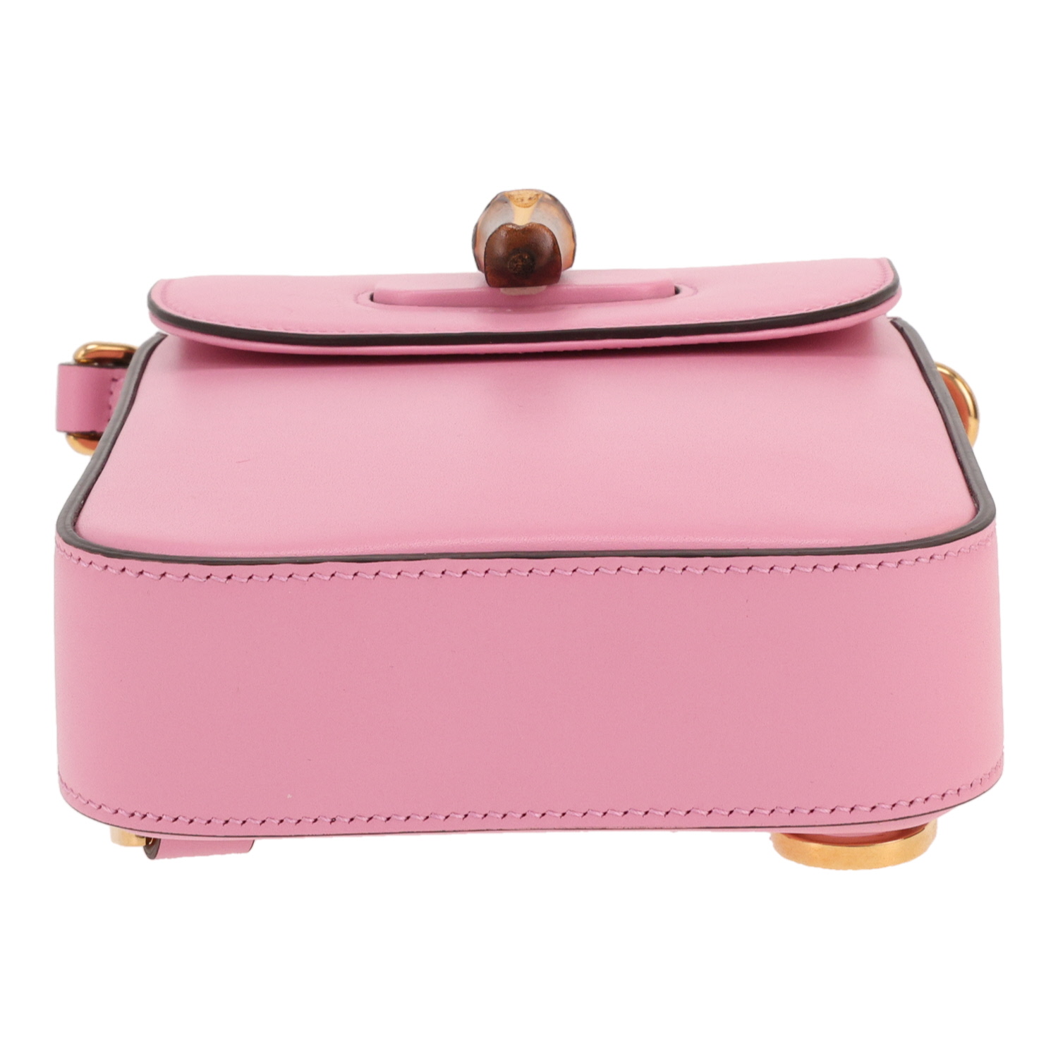 Gucci  Bamboo vertical shoulder bag  in pink leather  and bamboo - Detail D1
