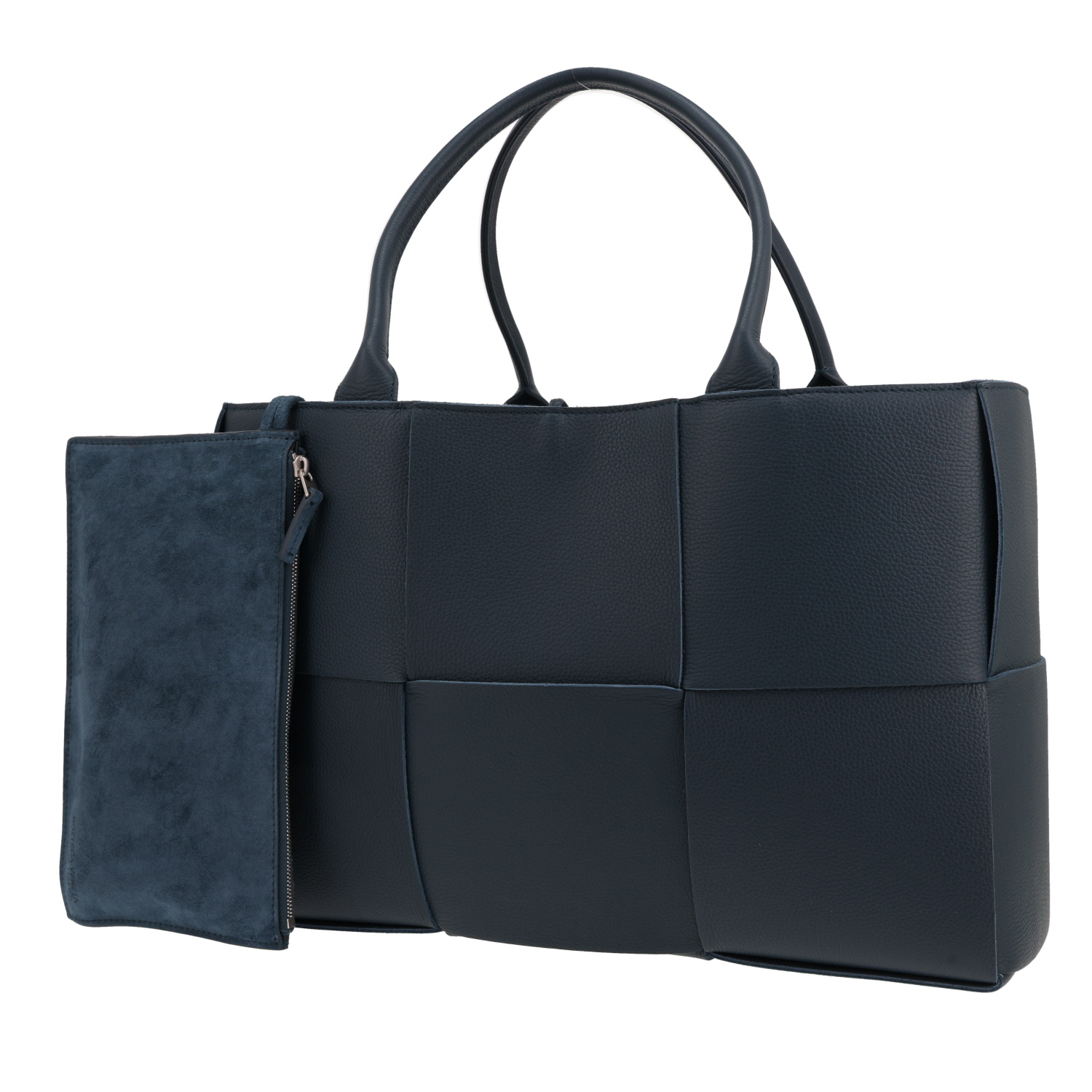 Sac cabas Bottega Veneta  Arco en cuir intrecciato bleu - Detail D4