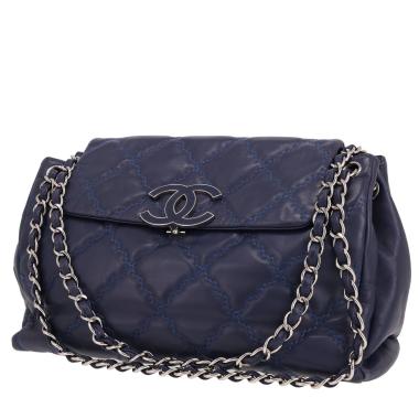 Sac à main Chanel  Hampton en cuir matelassé bleu