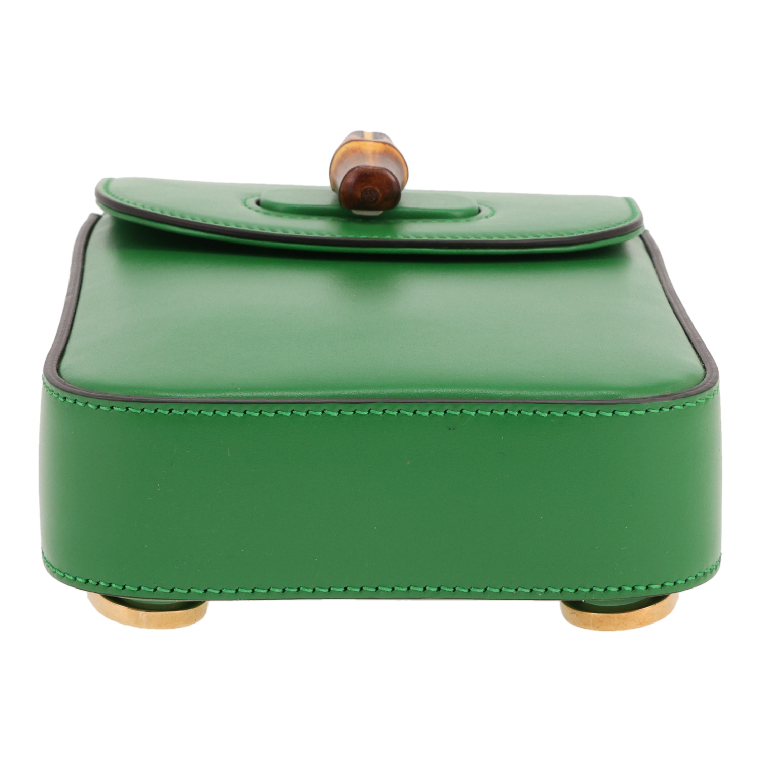 Sac bandoulière Gucci  Bamboo vertical en cuir vert et bambou - Detail D1