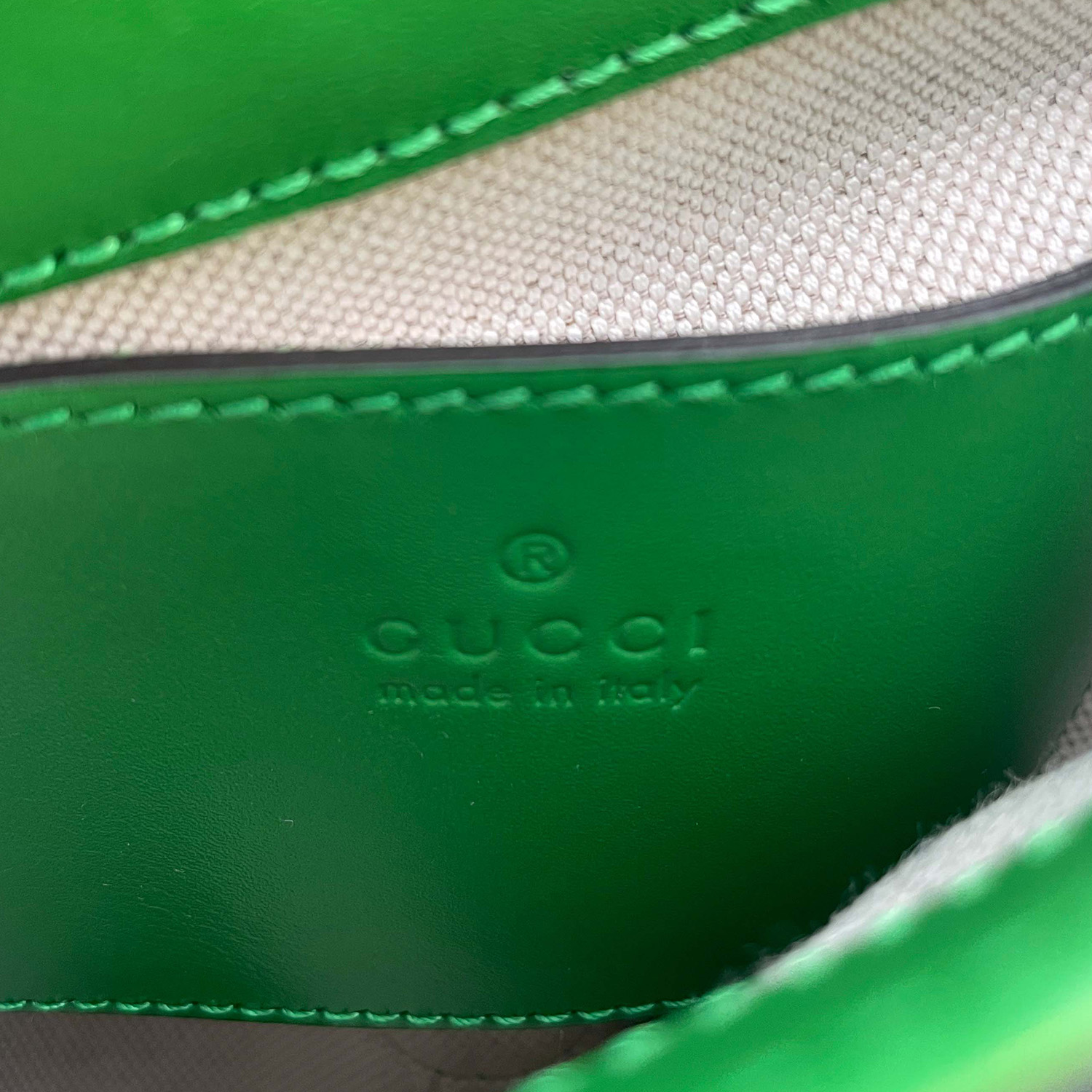 Sac bandoulière Gucci  Bamboo vertical en cuir vert et bambou - Detail D2