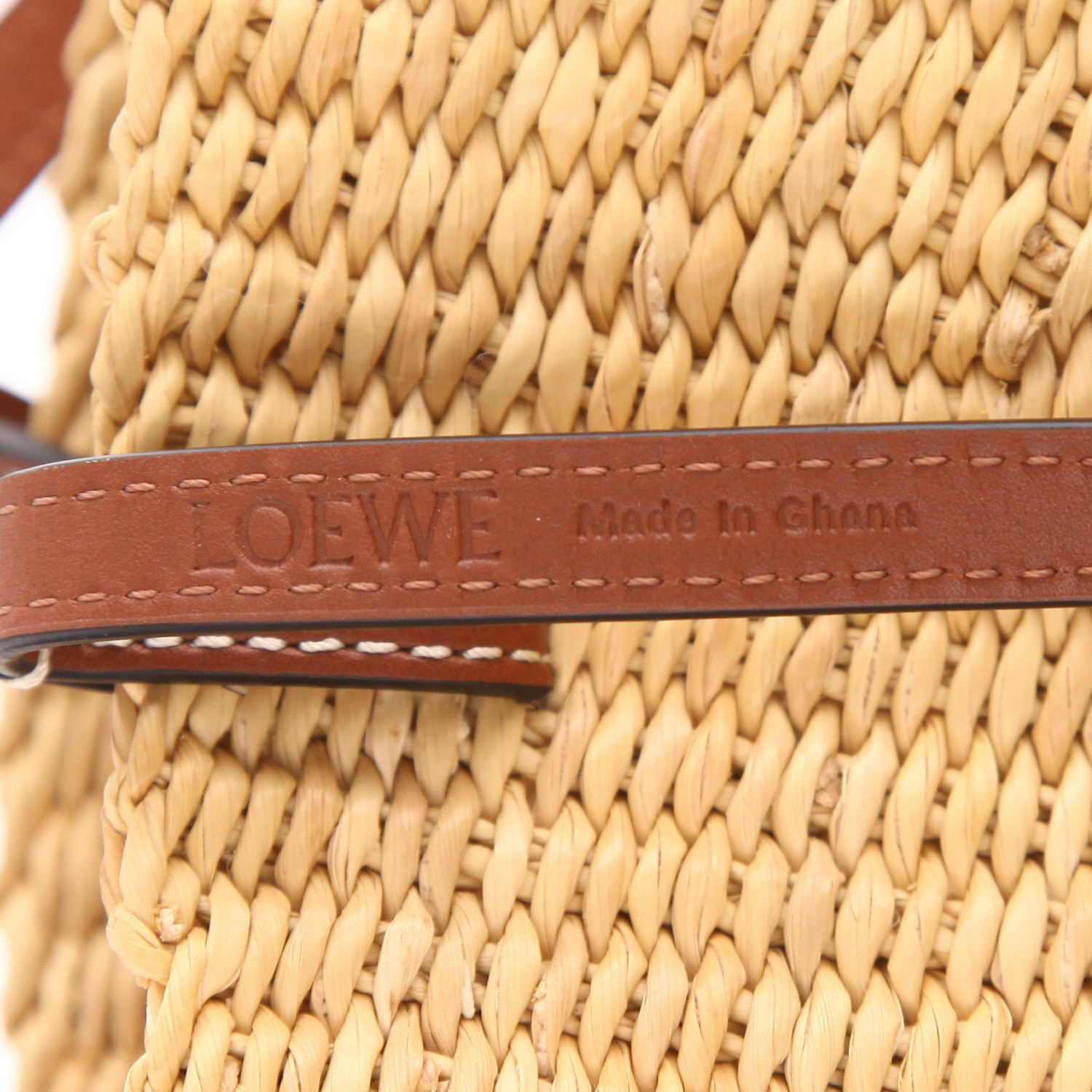 Shopping bag Loewe  Shell in vimini e pelle marrone - Detail D2