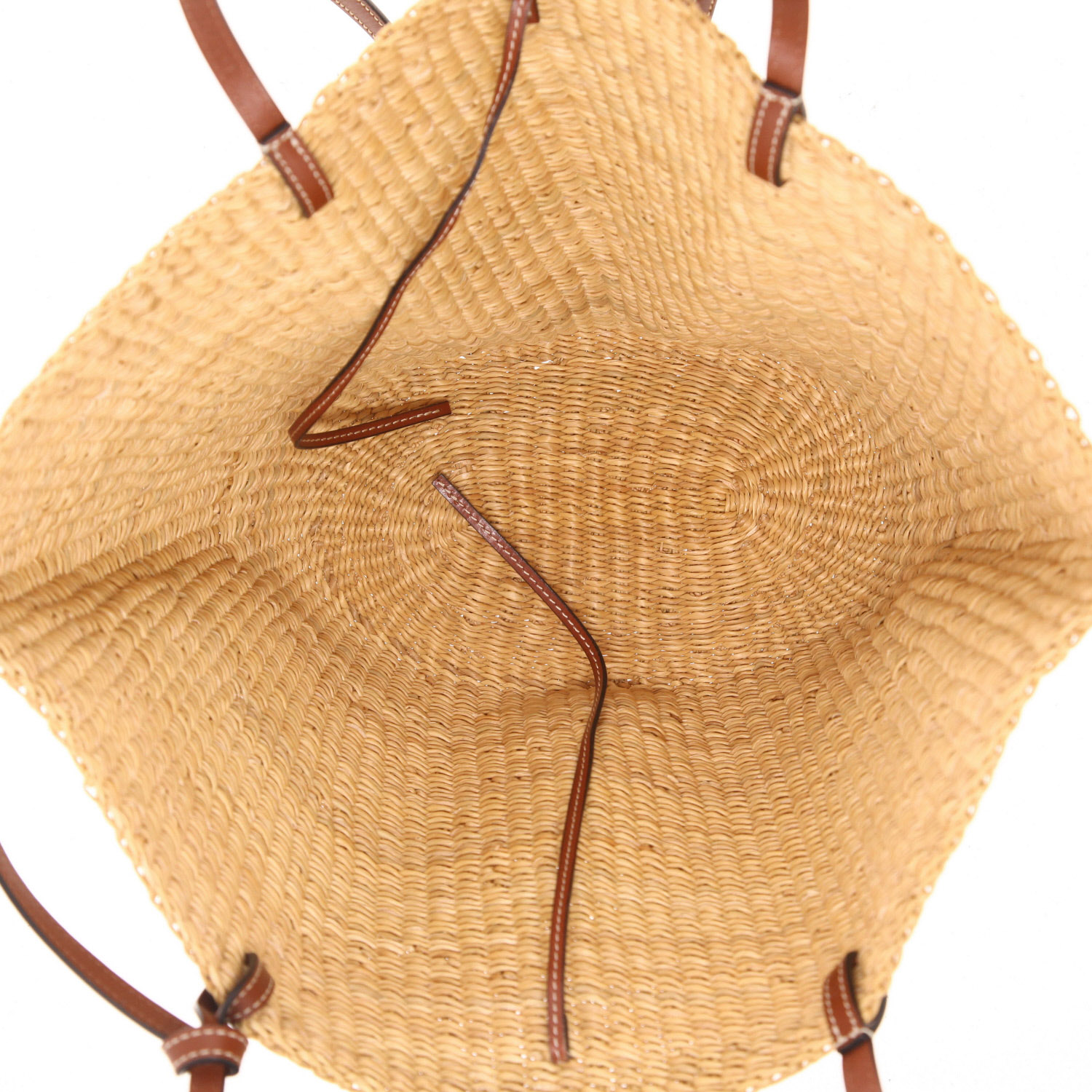 Bolso Cabás Loewe  Shell en mimbre y cuero marrón - Detail D3