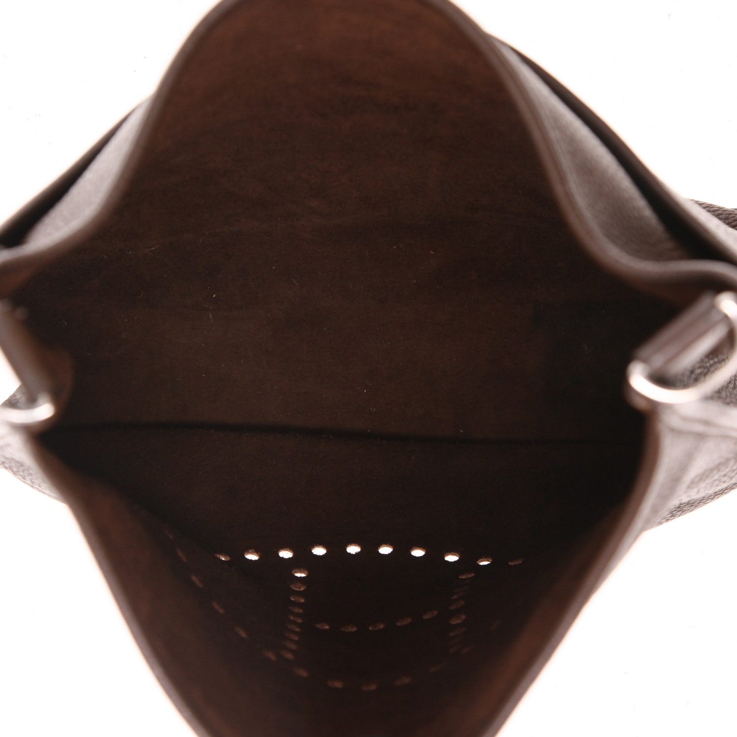 Borsa a tracolla Hermès Evelyne da 33 cm in pelle di vitello “Clémence” color Cacao - Detail D3