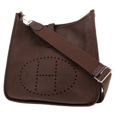 Borsa a tracolla Hermès Evelyne da 33 cm in pelle di vitello “Clémence” color Cacao