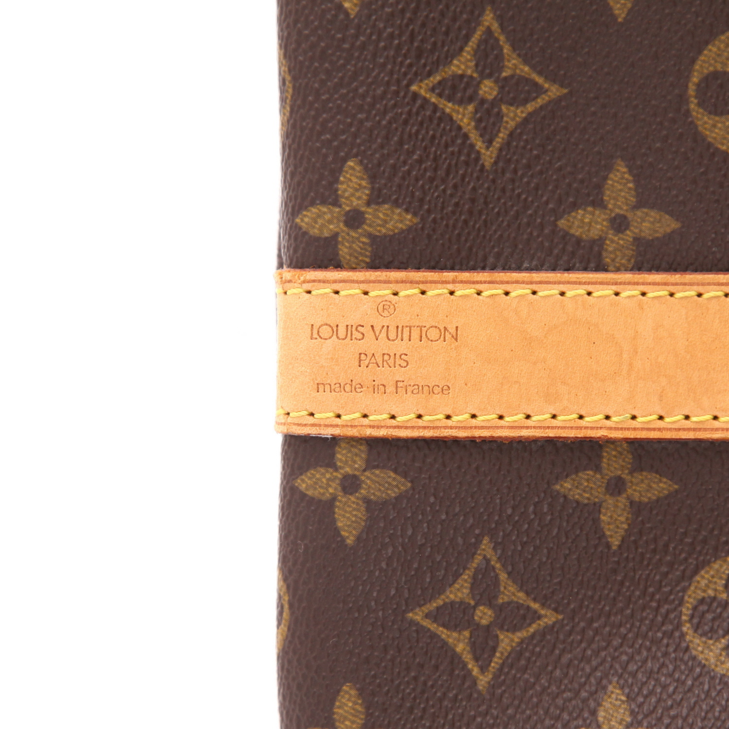 Sac de voyage Louis Vuitton  Keepall 55 en toile monogram marron et cuir naturel - Detail D2