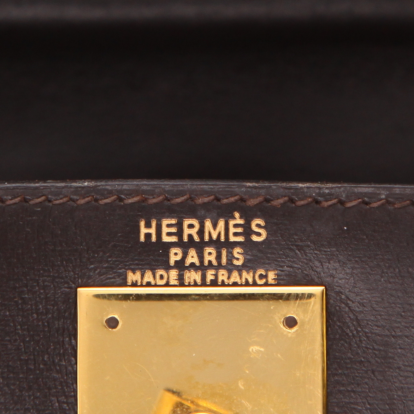 Borsa Hermès Kelly 28 cm in pelle box color Chocolat - Detail D2