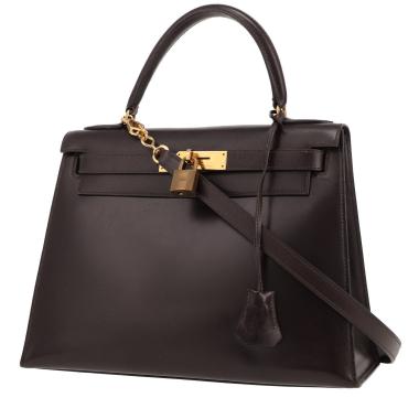 Hermès Kelly 28 cm handbag in chocolate-brown box leather