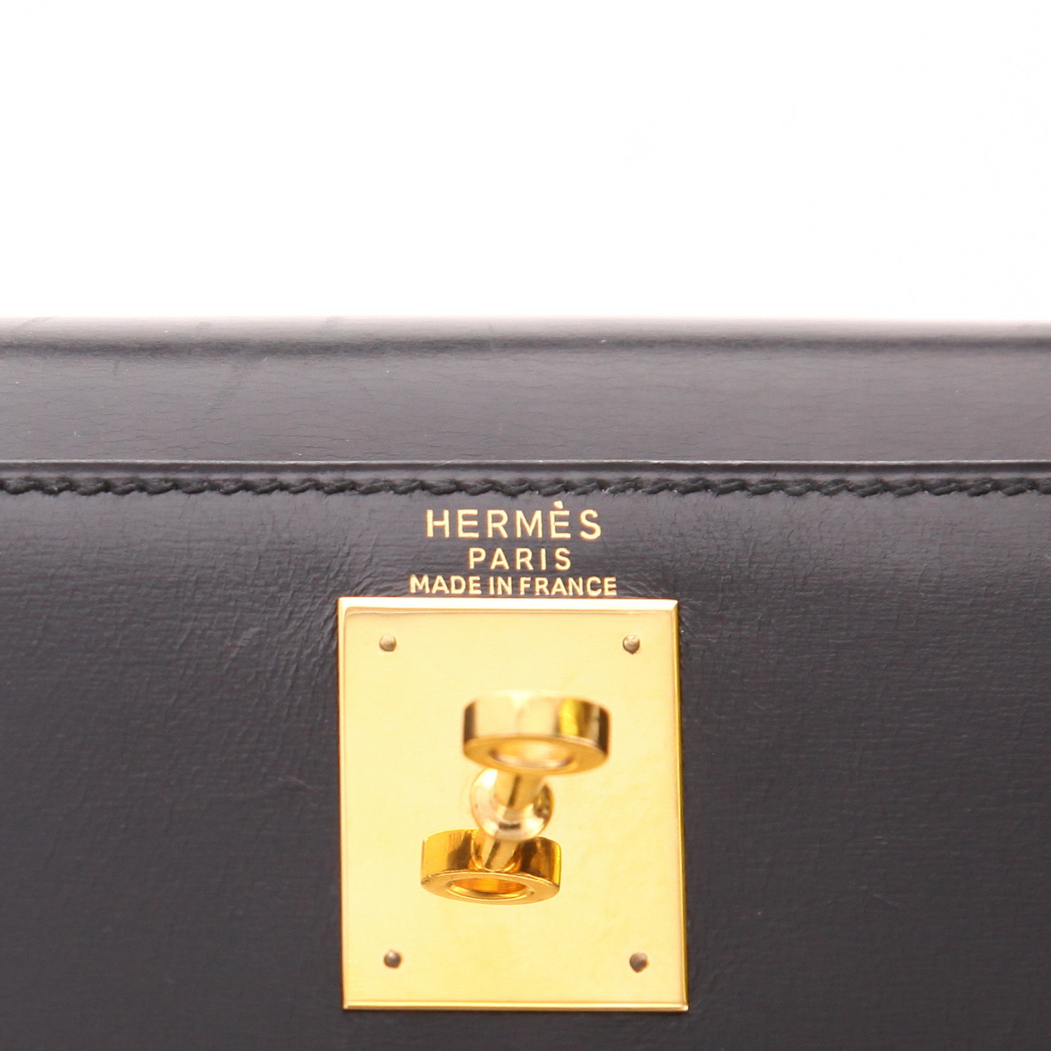 Borsa Hermès Kelly da 28 cm in pelle nera "box" - Detail D2