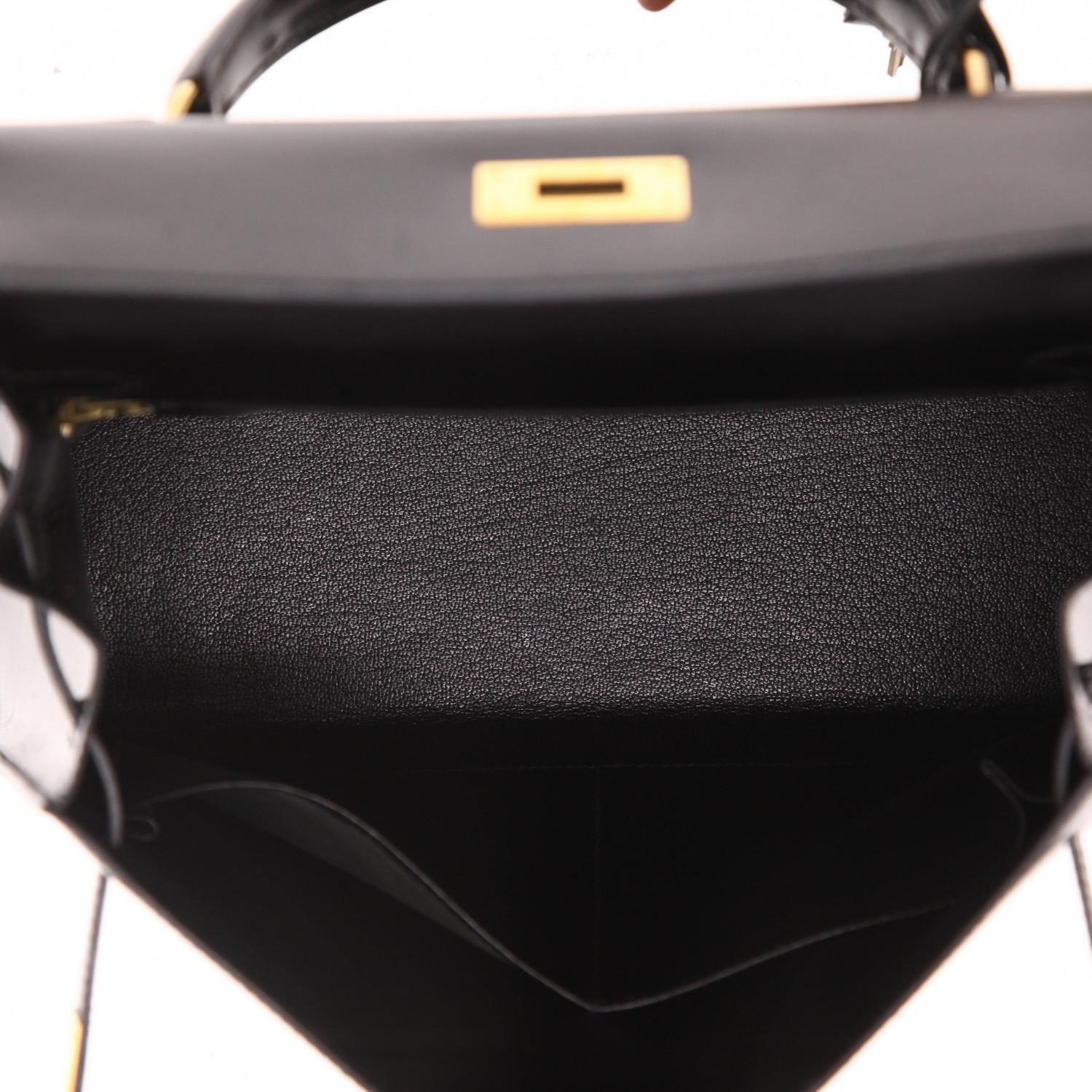 Hermès Kelly 28 cm handbag in Noir box leather - Detail D3