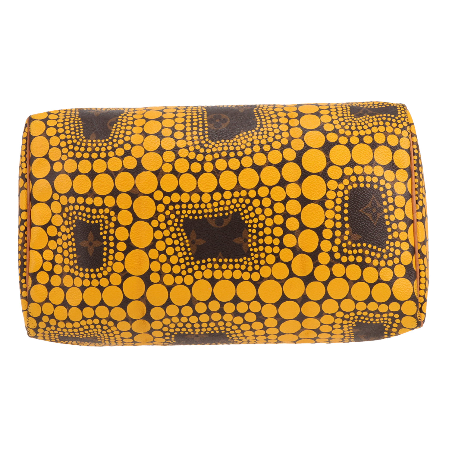 Sac à main Louis Vuitton  x Yayoi Kusama Speedy 30 Édition Limitée en toile monogram marron et jaune - Detail D1