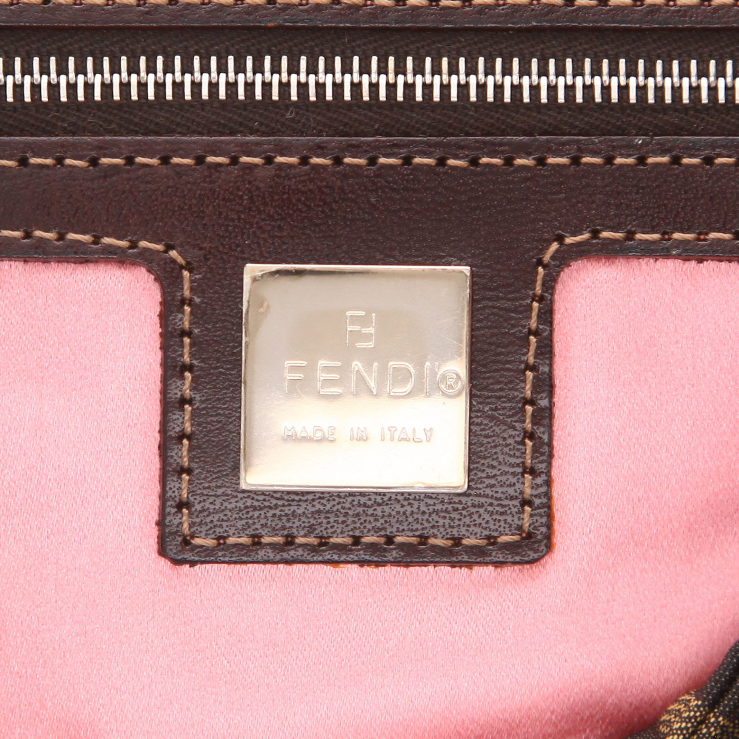 Sac à main Fendi  Baguette en toile monogram marron - Detail D2