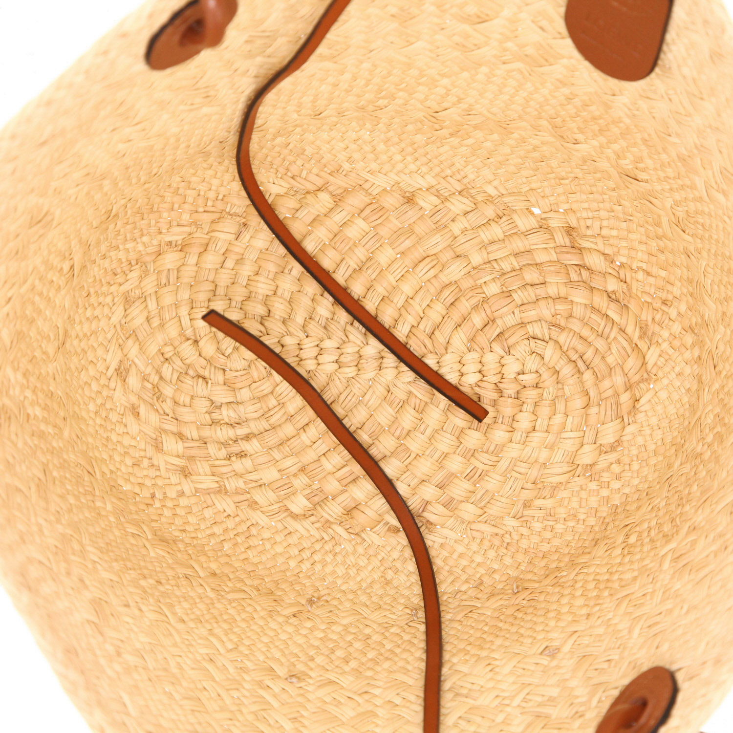 Borsa shopping Loewe Paula's Ibiza in rafia beige e pelle marrone - Detail D3