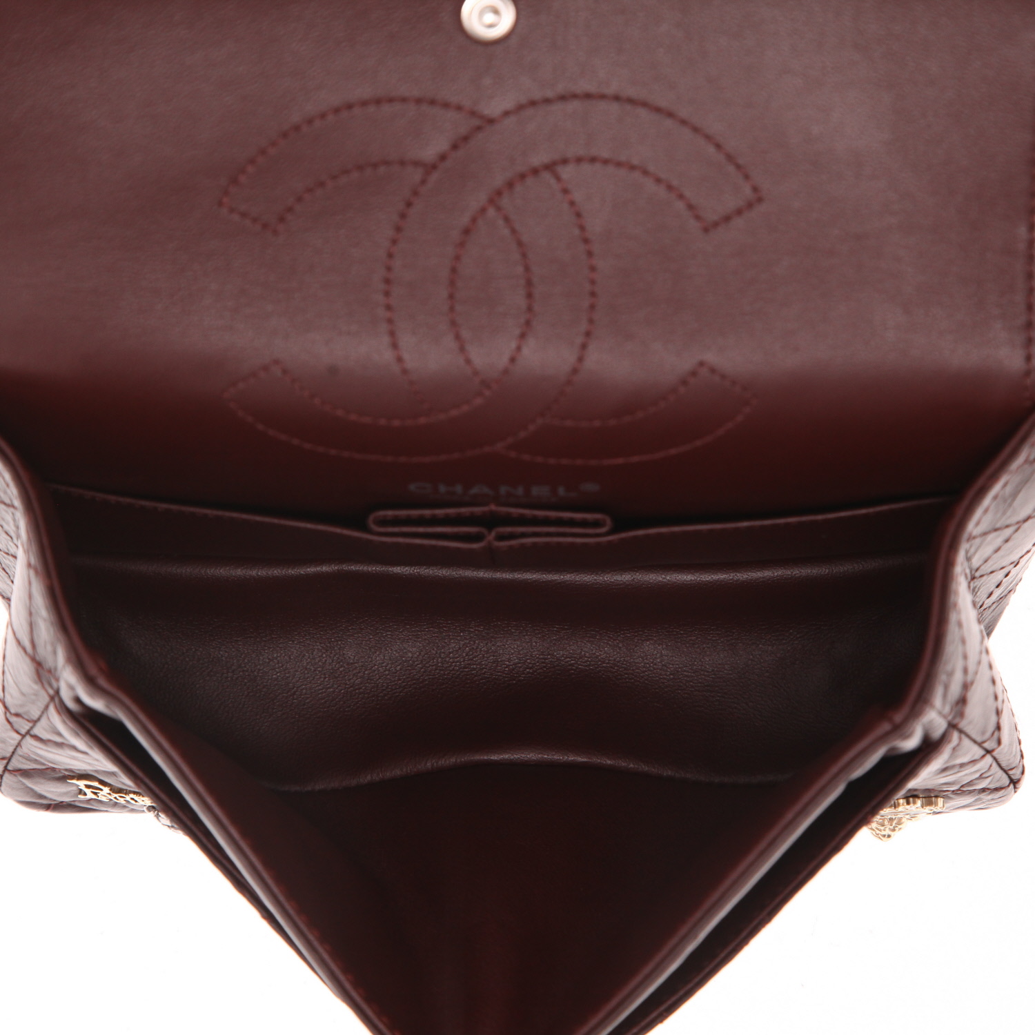 Bolso bandolera Chanel  2.55 en cuero acolchado color burdeos - Detail D3