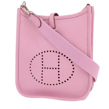 Hermès  Mini Evelyne shoulder bag  in Mauve Sylvestre leather taurillon clémence