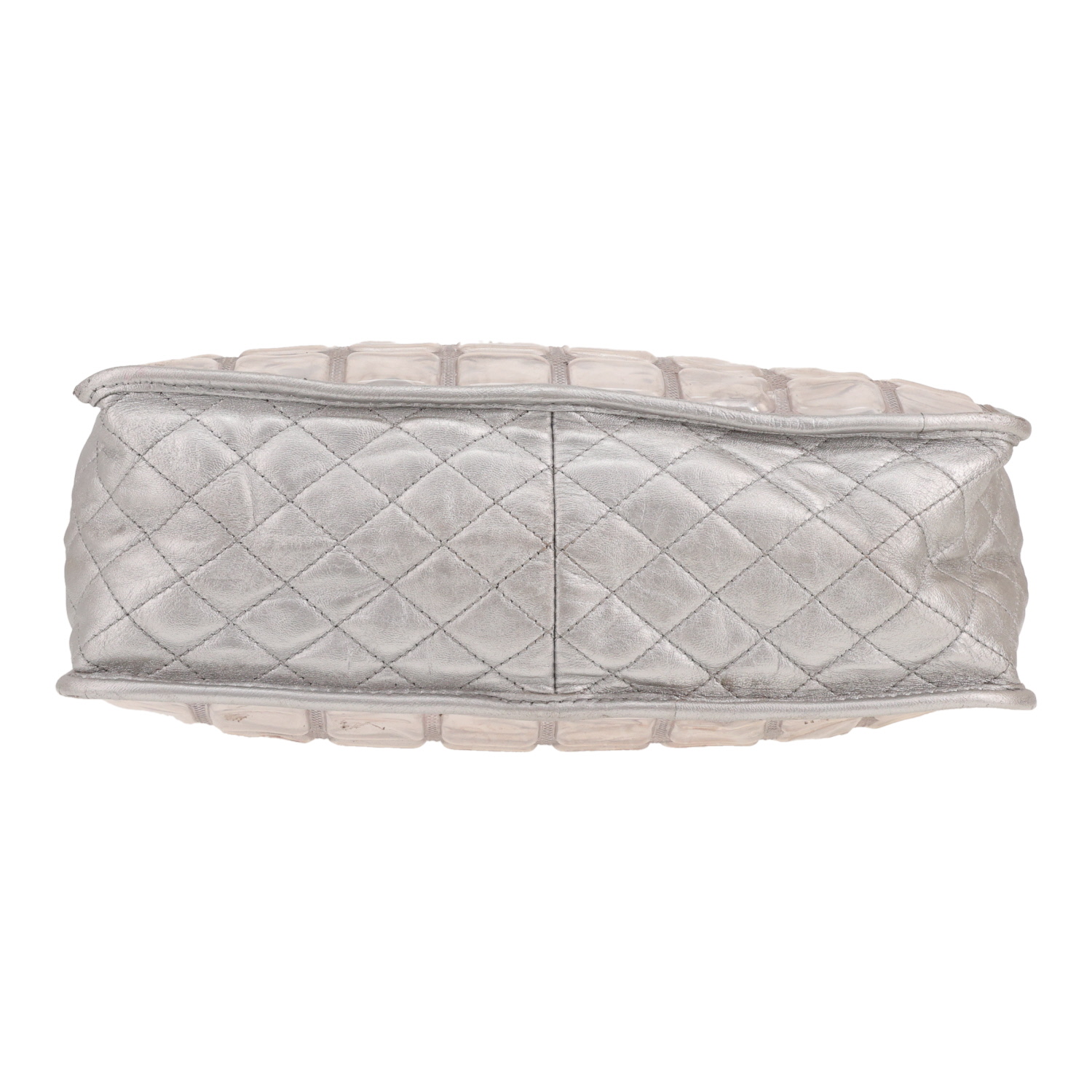Sac cabas Chanel  Ice Cube en cuir argenté et PVC - Detail D1