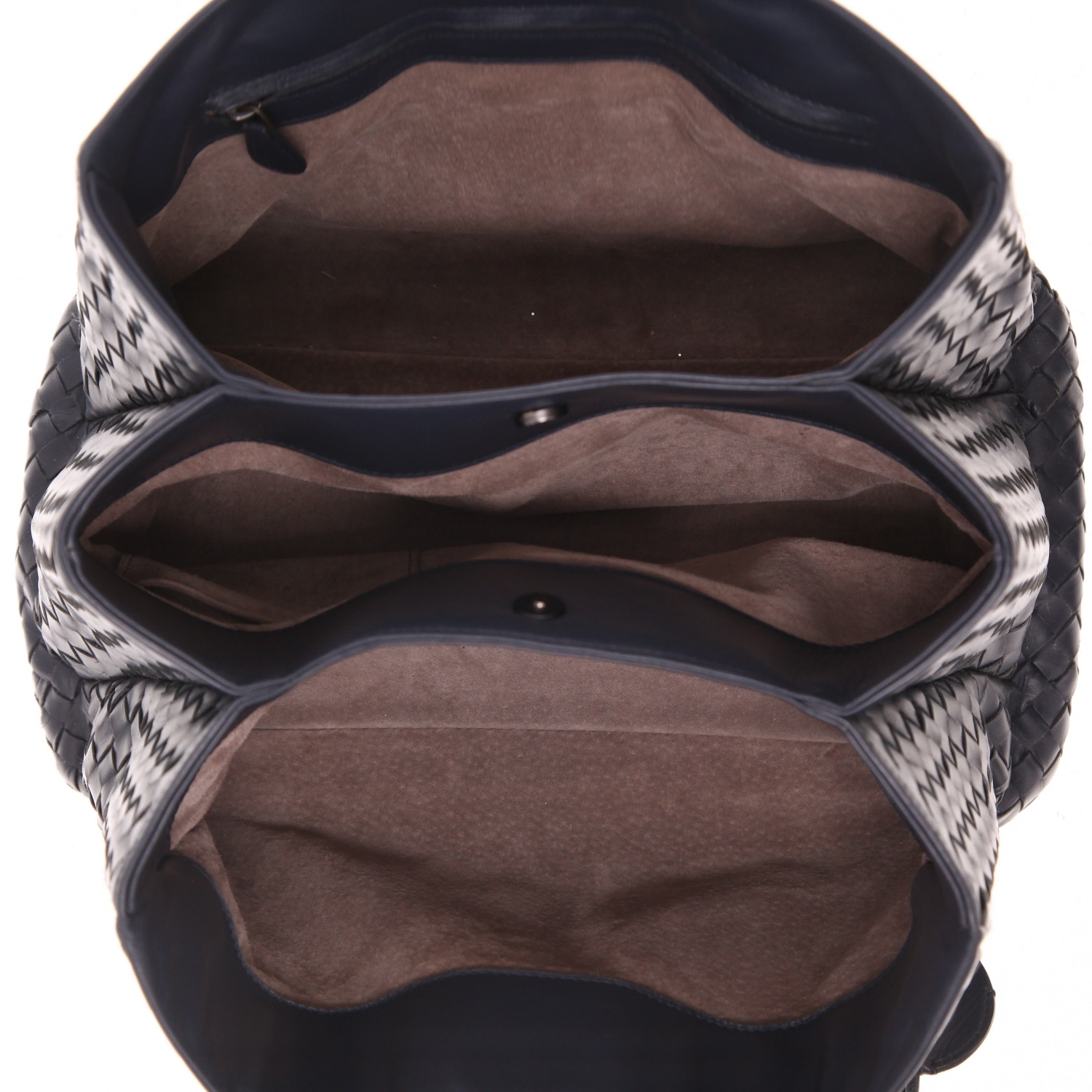 Bolso de mano Bottega Veneta  Roma en cuero intrecciato azul - Detail D3