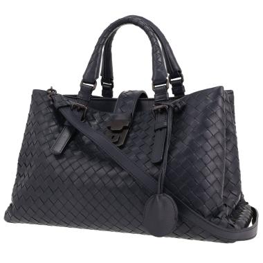 Sac à main Bottega Veneta  Roma en cuir intrecciato bleu