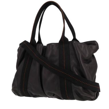 Hermès  Caravane handbag  in black Swift leather  and black canvas