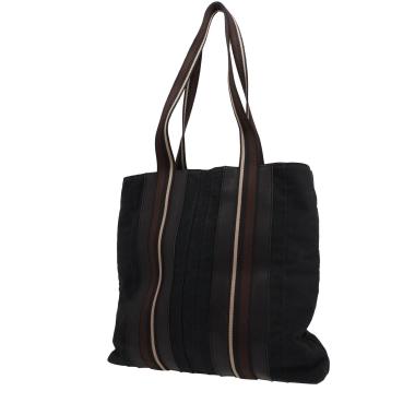 Hermès   shopping bag  in black canvas  and black leather