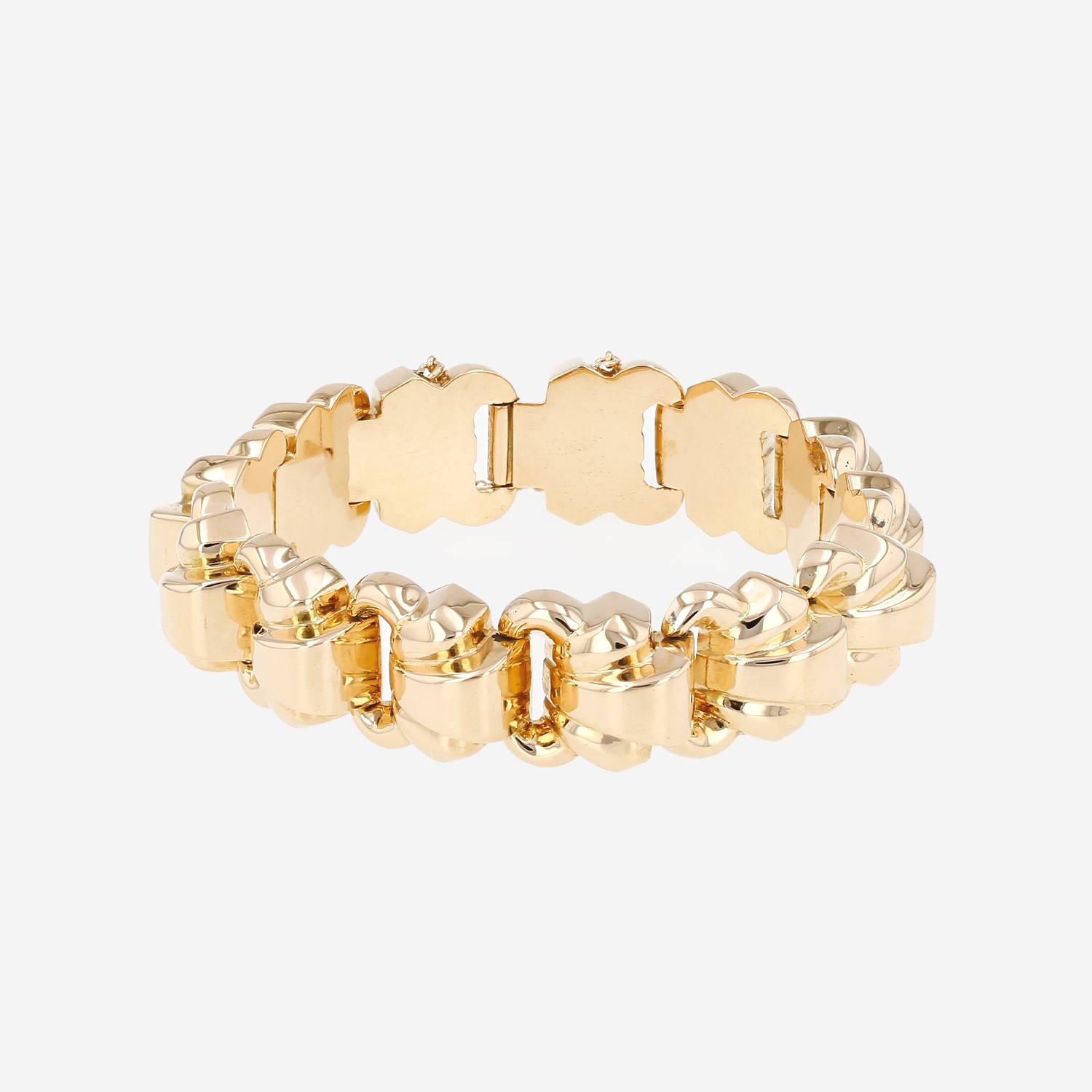 Bracelet Tank années 1950 Vintage  en or jaune