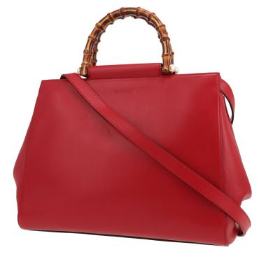 Sac à main Gucci  Diana en cuir rouge et bambou