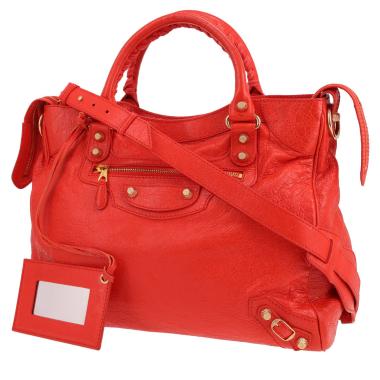 Borsa a tracolla Balenciaga  City in pelle invecchiata rossa