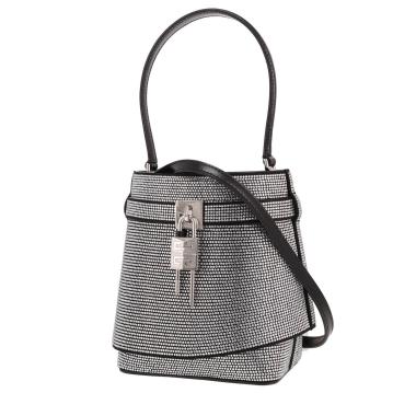 Borsa Givenchy  Shark Lock Bucket in pelle nera e strass